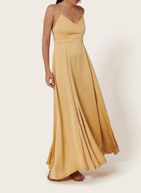 Karma Koma - Robe longue Col V satinée - Taille M - Beige
