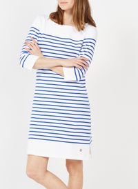Armor Lux - Robe col rond en coton rayé - Taille 4 - Blanc