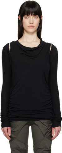OPEN YY T-shirt de style boléro transformable noir