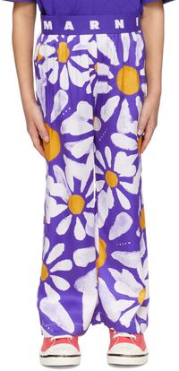 Marni Kids Blue Floral Trousers
