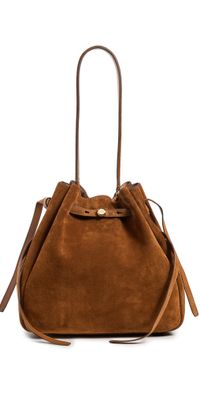 Tory Burch Romy Suede Large Bucket Bag Caramel One Size