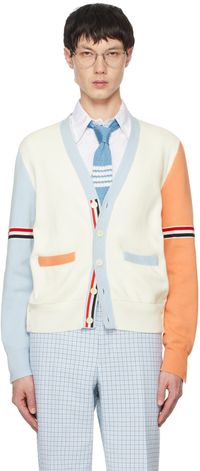 Thom Browne Cardigan blanc à col en Y