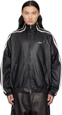 VETEMENTS Blouson de sport noir en cuir