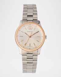 29mm G Timeless Bracelet Watch with Diamonds, Pink Gold and Steel