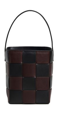 Loeffler Randall Laith Wide Woven Top Handle Bucket Bag Black/Espresso One Size