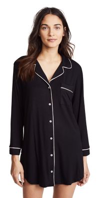 Eberjey Gisele Sleep Shirt Black/Sorbet Pink L