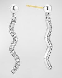 Caviar Spark Diamond Wave Drop Earrings in Sterling Silver