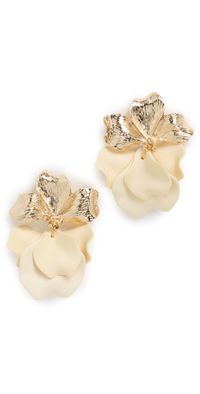 SHASHI Petals Earrings Gold/White One Size