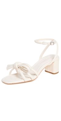 Loeffler Randall Mikel Leather Bow Mid-Heel Sandals White 11