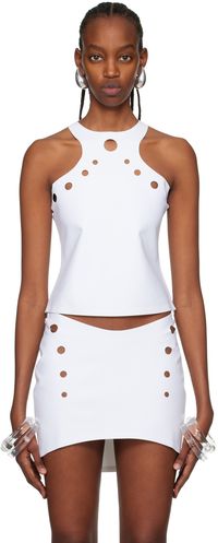 Jean Paul Gaultier White Perforated Tank Top