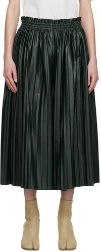 MM6 Maison Margiela Pantalon vert en cuir synthétique à plis