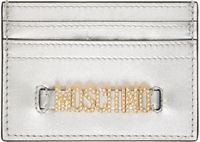 Moschino Porte-carte argenté métallique à ferrure à logo