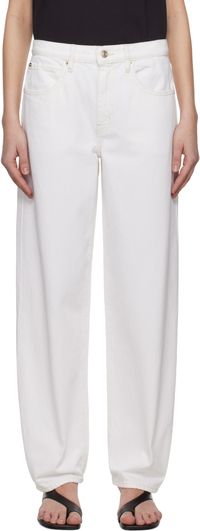 FRAME White Low Slung Barrel Jeans