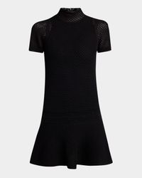 Crochet Knit Fit-&-Flare Mini Dress