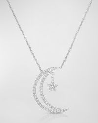 18k Half Moon & Star Pendant Necklace w/ Diamonds