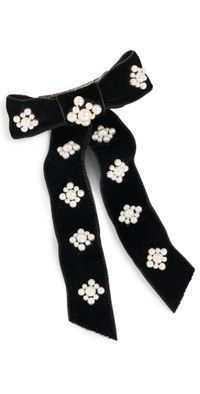 Jennifer Behr Lynette Velvet Bow Barrette Black/Pearl One Size
