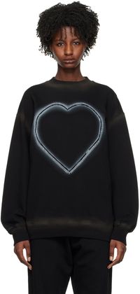 We11done Black Heart Choker Sweatshirt