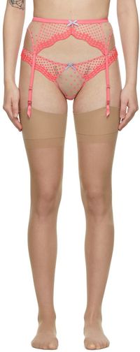 Fleur du Mal Pink Dotty Garter Belt