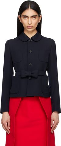 Comme des Garçons Girl Navy Wool Gabardine Medium Blazer