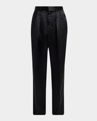 Men's Satin Polka Dot Jacquard Double-Pleated Pants