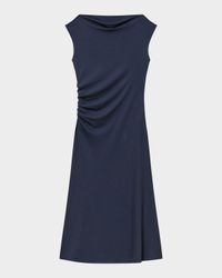 Draped Boat-Neck Midi Dress