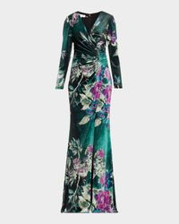 Floral Velvet Jewel Appliqué Gown