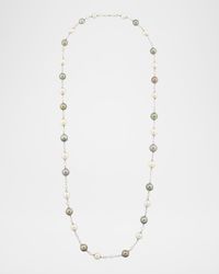 18K White Gold South Sea and Tahitian Pearl Necklace with Sapphires, 42"L