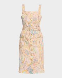 Western Paisley Idy Button-Front Tank Dres