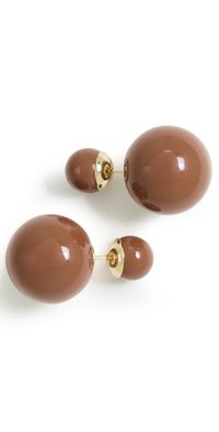 SHASHI Double Ball Rose Pearl Earrings Brown One Size