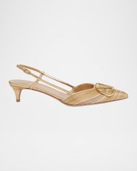 VLogo Medallion Metallic Slingback Pumps