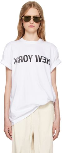 Helmut Lang T-shirt 'New York' blanc à sangle de style ceinture de sécurité