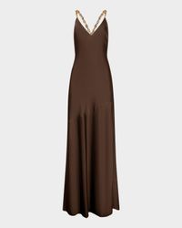 Saint Satin Crystal-Strap Gown