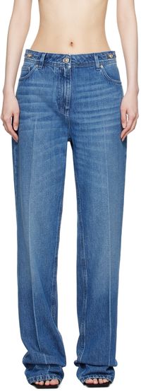 Versace Jean boyfriend bleu à logos Medusa '95