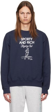 Sporty & Rich Navy Running Man Sweatshirt
