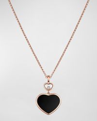 Happy Hearts 18K Rose Gold and Onyx Necklace