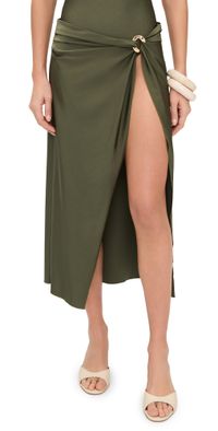 SIMKHAI Kora Wrap Midi Skirt Fern L