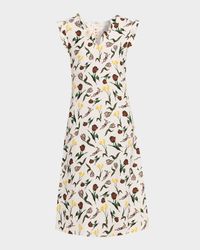 Floral Ruffle V-Neck Midi Dress