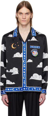 Casablanca Black Open Spread Collar Shirt
