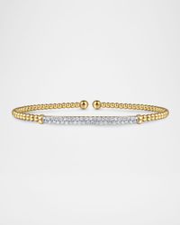 14K Yellow Gold Bujukan Diamond Bar Split Bangle