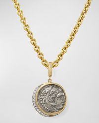 Unisex Alexander The Great Coin Pendant w/ Diamonds
