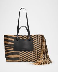 Lali Large Multi-Pattern Fringe Tote Bag
