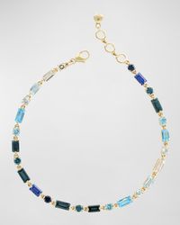 14K Gold Topaz & Sapphire Ombré Baguette Bracelet
