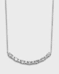 18K White Gold Round Diamond Smiley Bar Necklace, 18"L, 1.35tcw