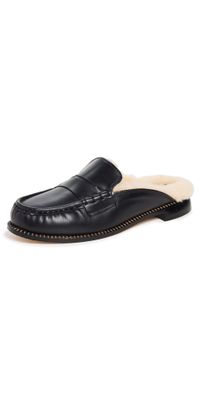 Freda Salvador Temi Flats Black Calf w/ Shearling 9.5