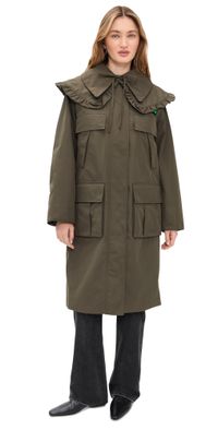 Barbour Barbour x Ganni Waterproof Parka Jacket Olive/Classic Tartan 8
