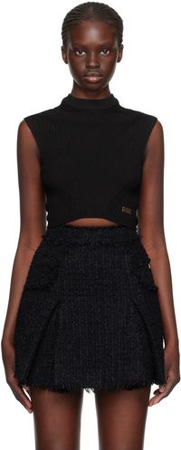 Balmain Black Cropped Tank Top