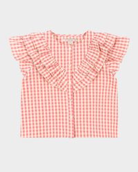 Girl's Kim Frill Gingham-Print Shirt, Size 18M-10