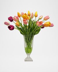 Tulip Mix-In Faux Floral Arrangement in Cut Vase