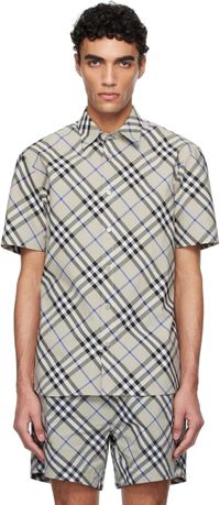 Burberry Chemise taupe en coton à carreaux