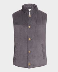 Men's Button-Front Suede Vest